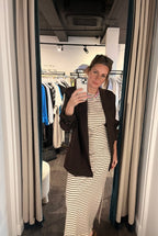 Denise jurk brown stripes  - Nathalie Vleeschouwer