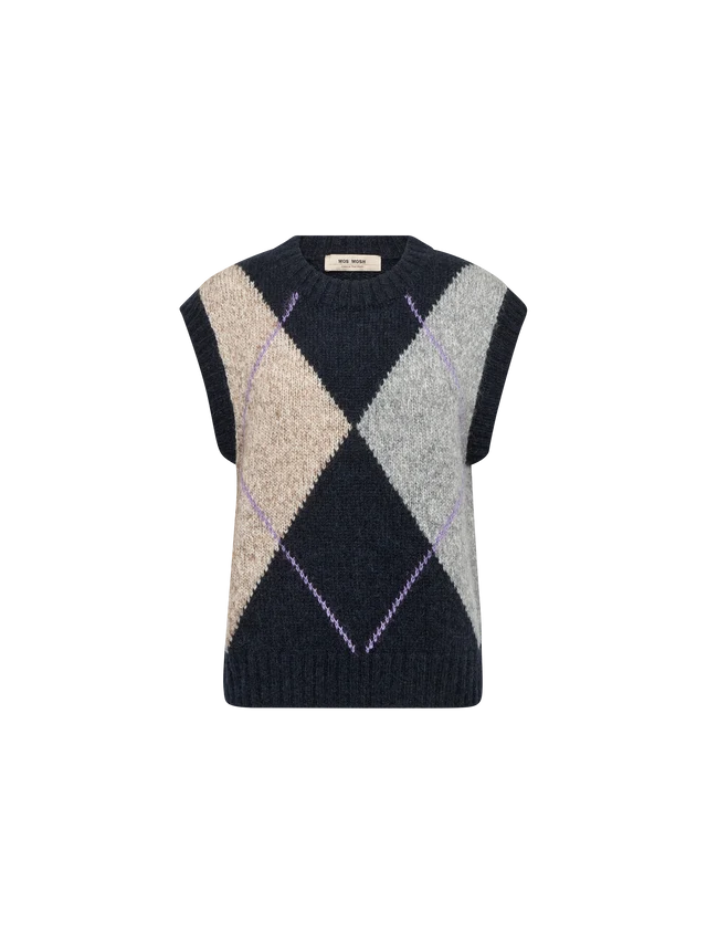 Jennine knit vest navy- Mos Mosh