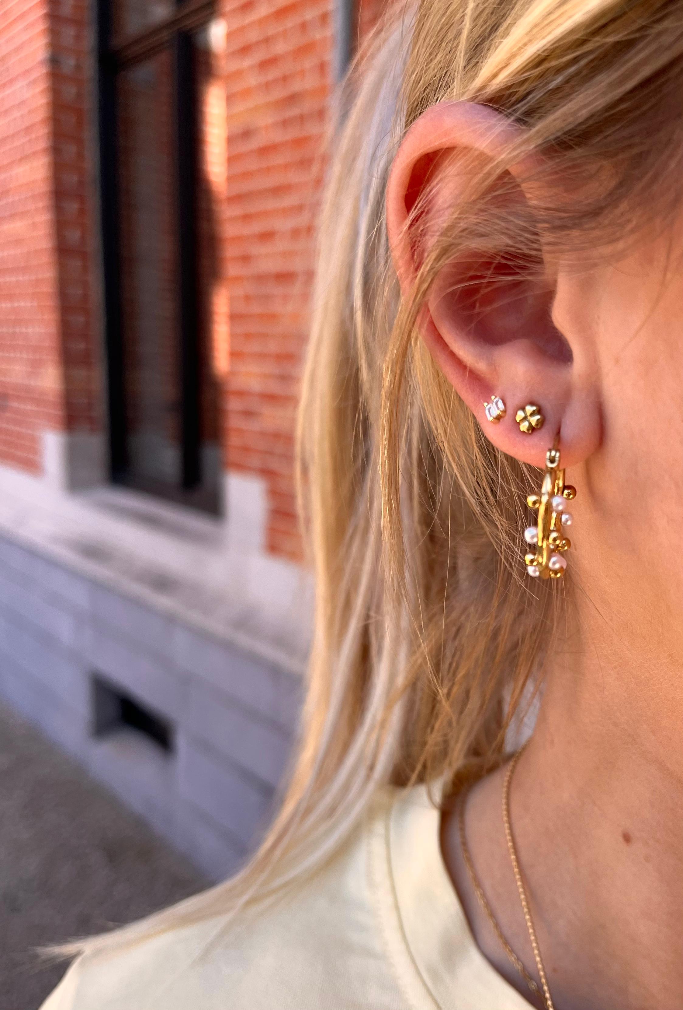Oorringen met dots en mini imitatieparels  - My Jewellery