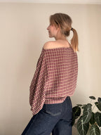 Cosette signature check blouse burgundy - Les Jumelles