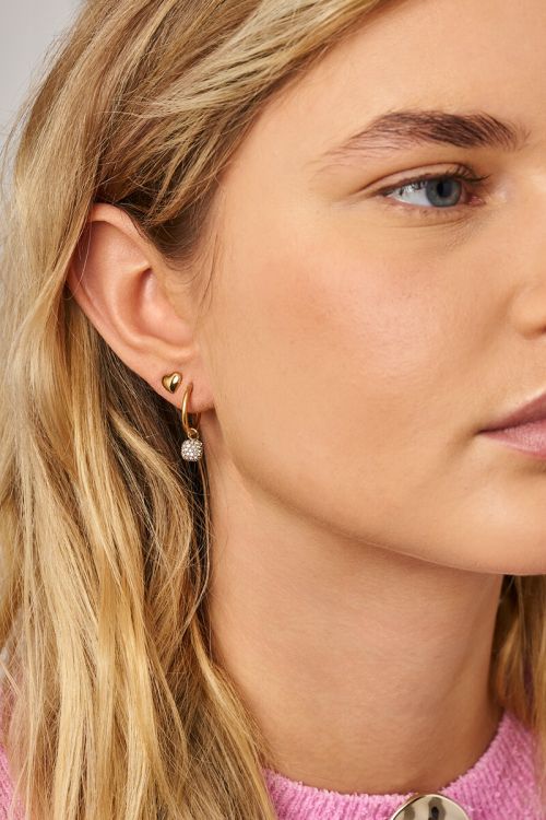 Love oorringen met vierkante strass steen - My jewellery