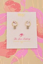 Love oorringen met vierkante strass steen - My jewellery