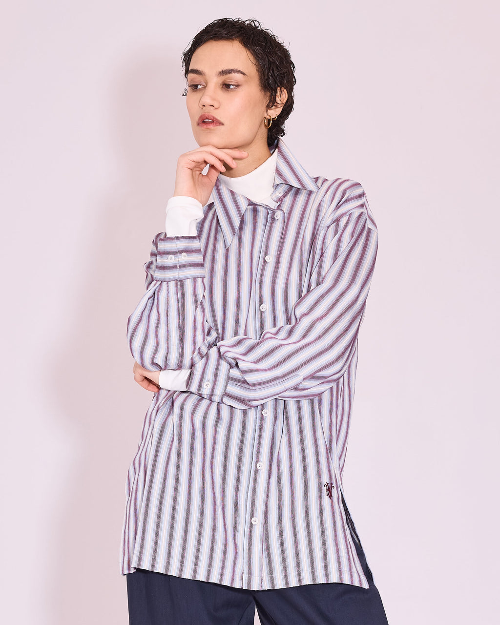 Jeanne hemd in burgundy, white, blue - Nathalie Vleeschouwer