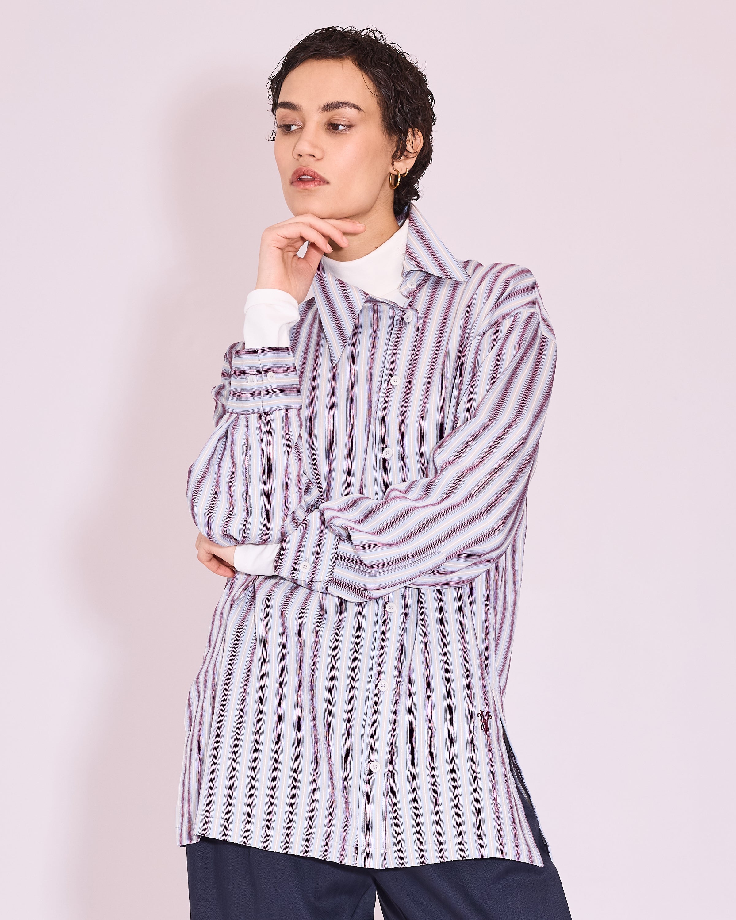 Jeanne hemd in burgundy, white, blue - Nathalie Vleeschouwer