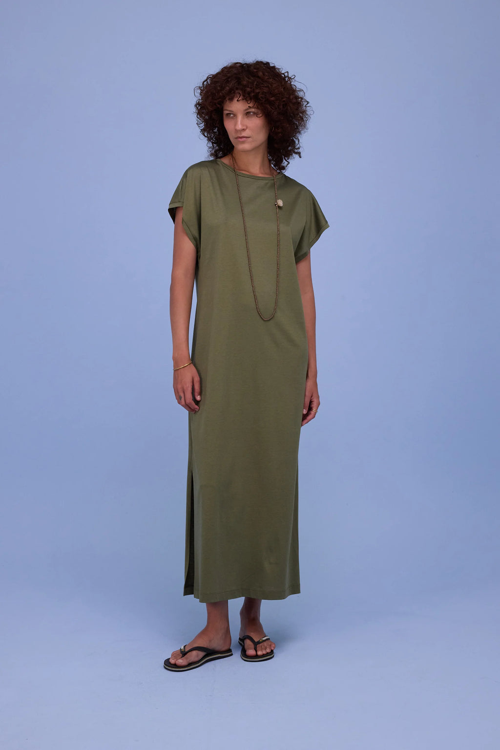 Denise jurk dark olive - Nathalie Vleeschouwer