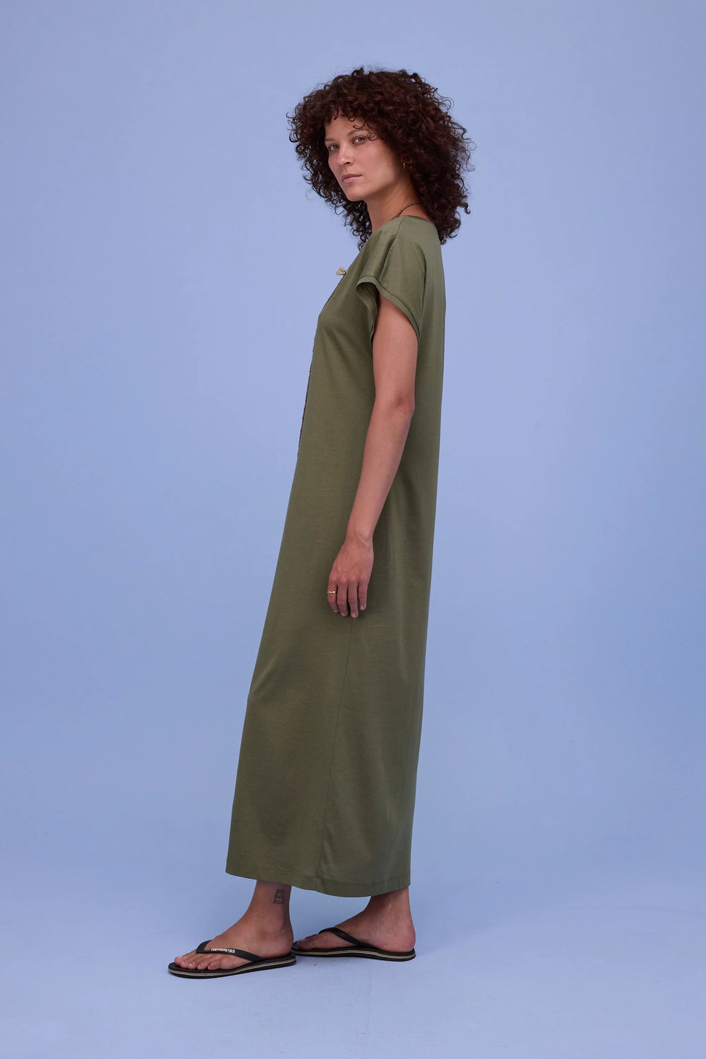 Denise jurk dark olive - Nathalie Vleeschouwer