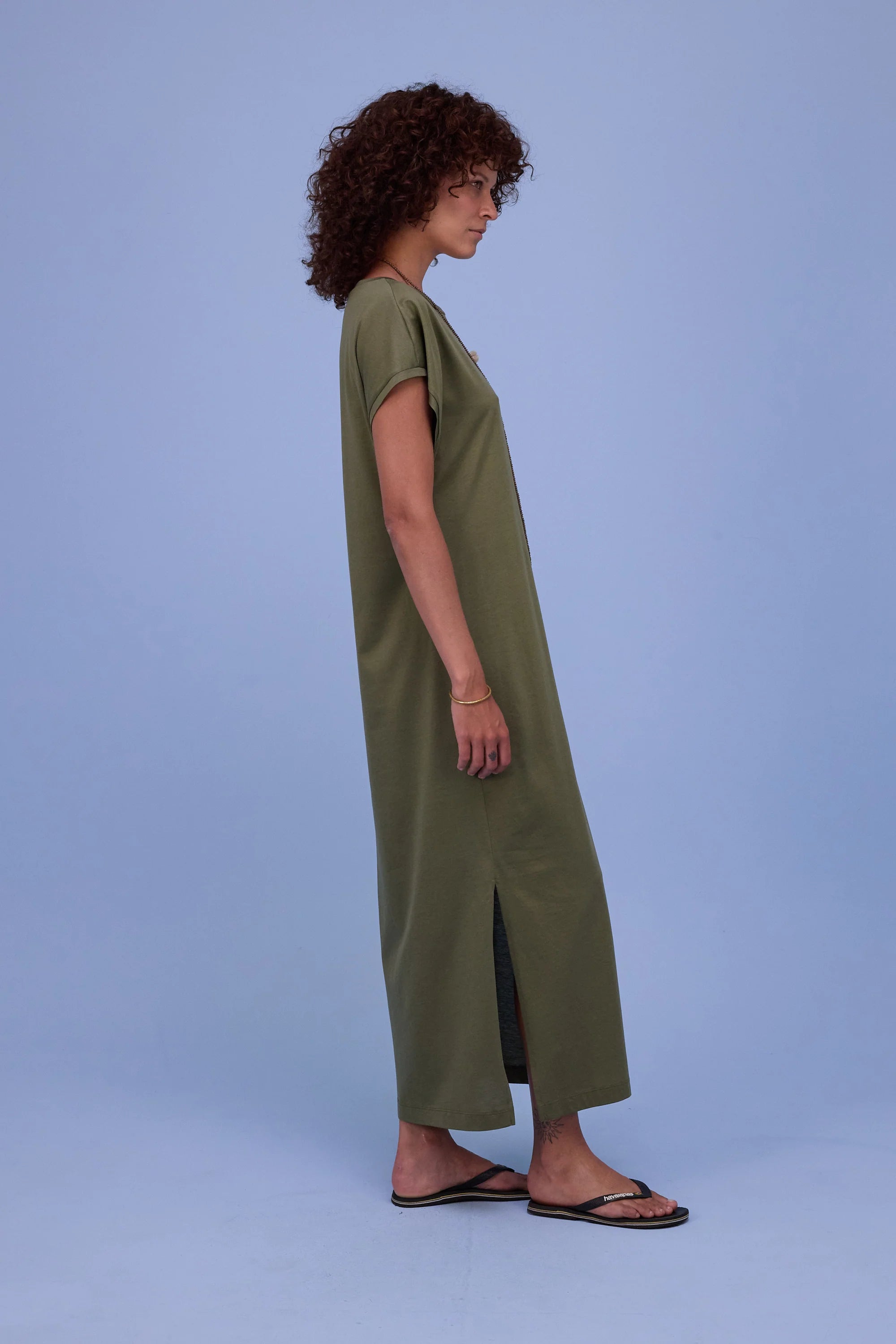 Denise jurk dark olive - Nathalie Vleeschouwer