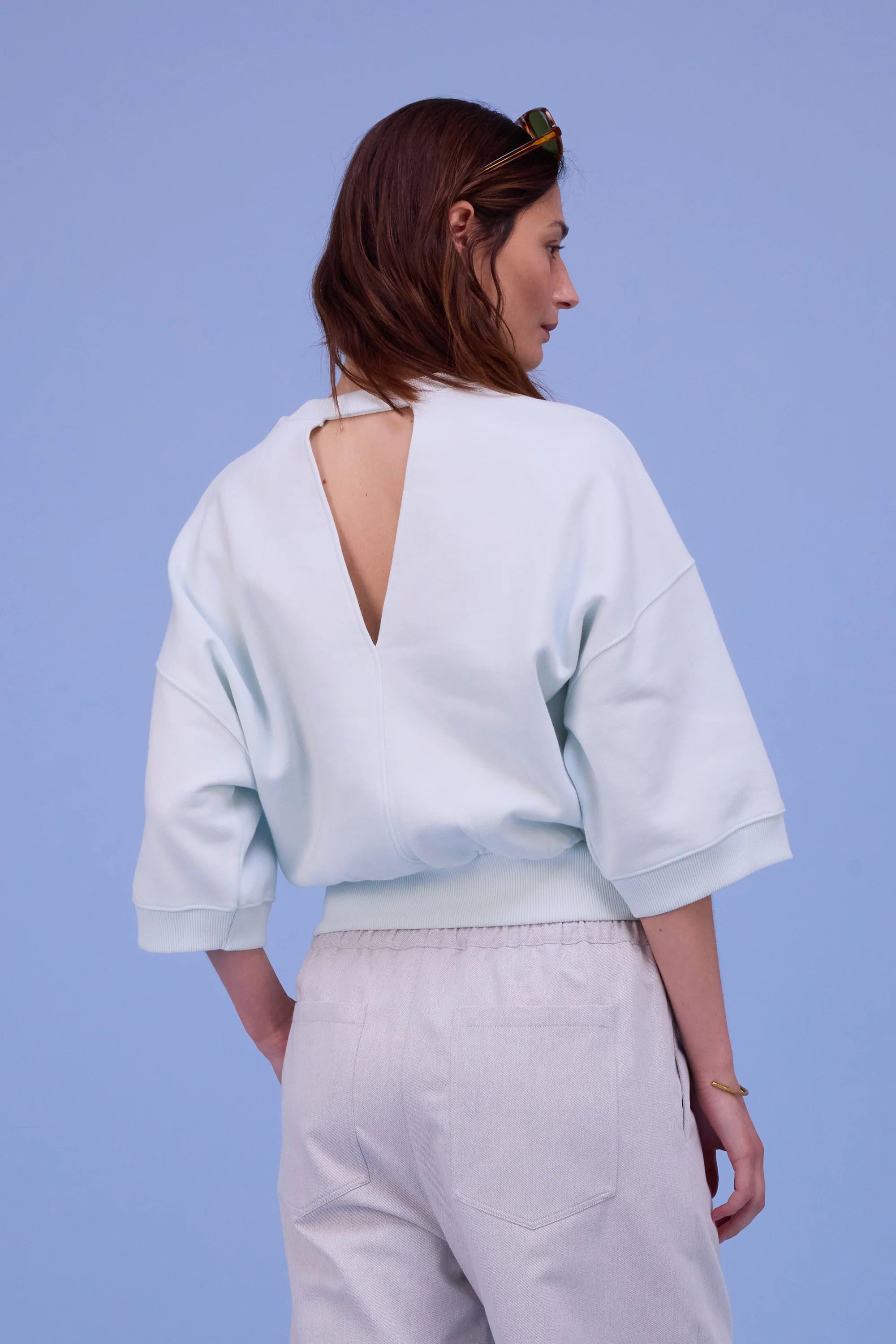 Hibiscus sweater ice blue - Nathalie Vleeschouwer