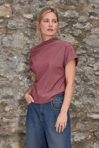 Feline top rosewood blue stripes - Nathalie Vleeschouwer
