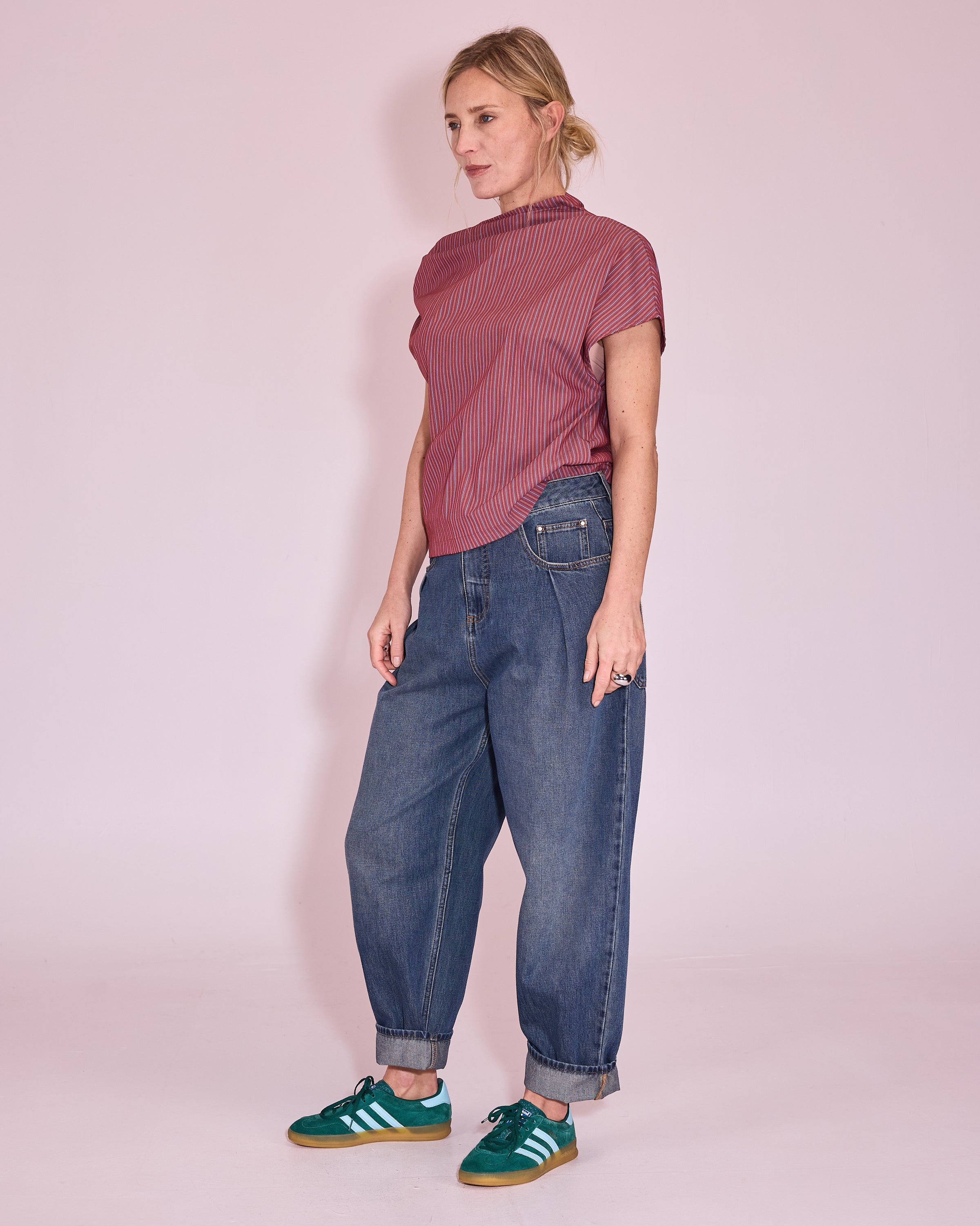 Feline top rosewood blue stripes - Nathalie Vleeschouwer
