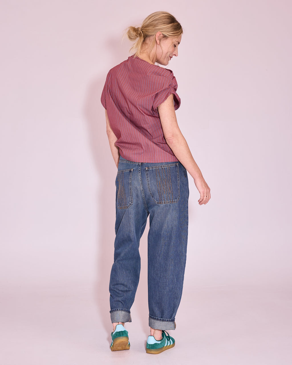 Feline top rosewood blue stripes - Nathalie Vleeschouwer