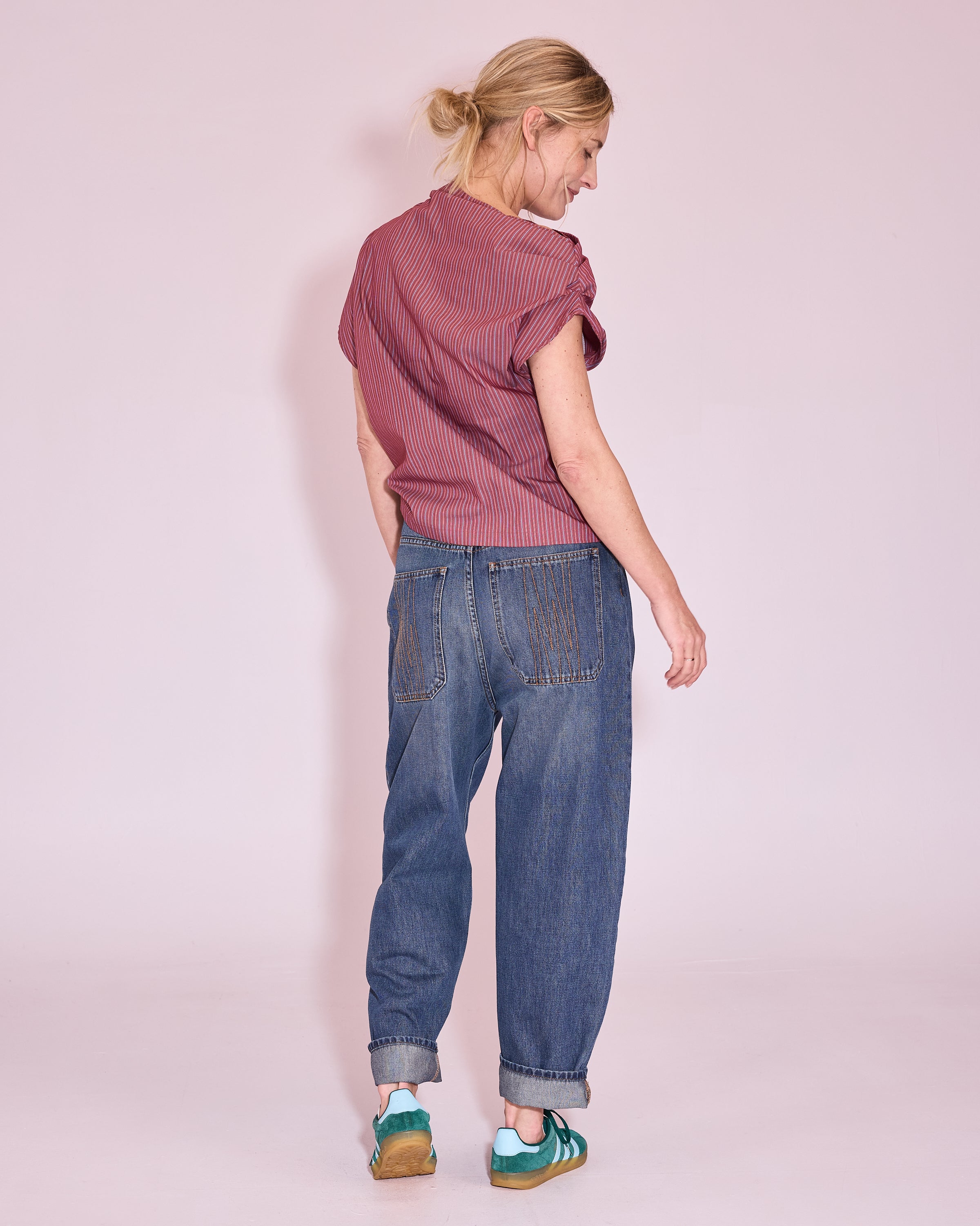 Feline top rosewood blue stripes - Nathalie Vleeschouwer