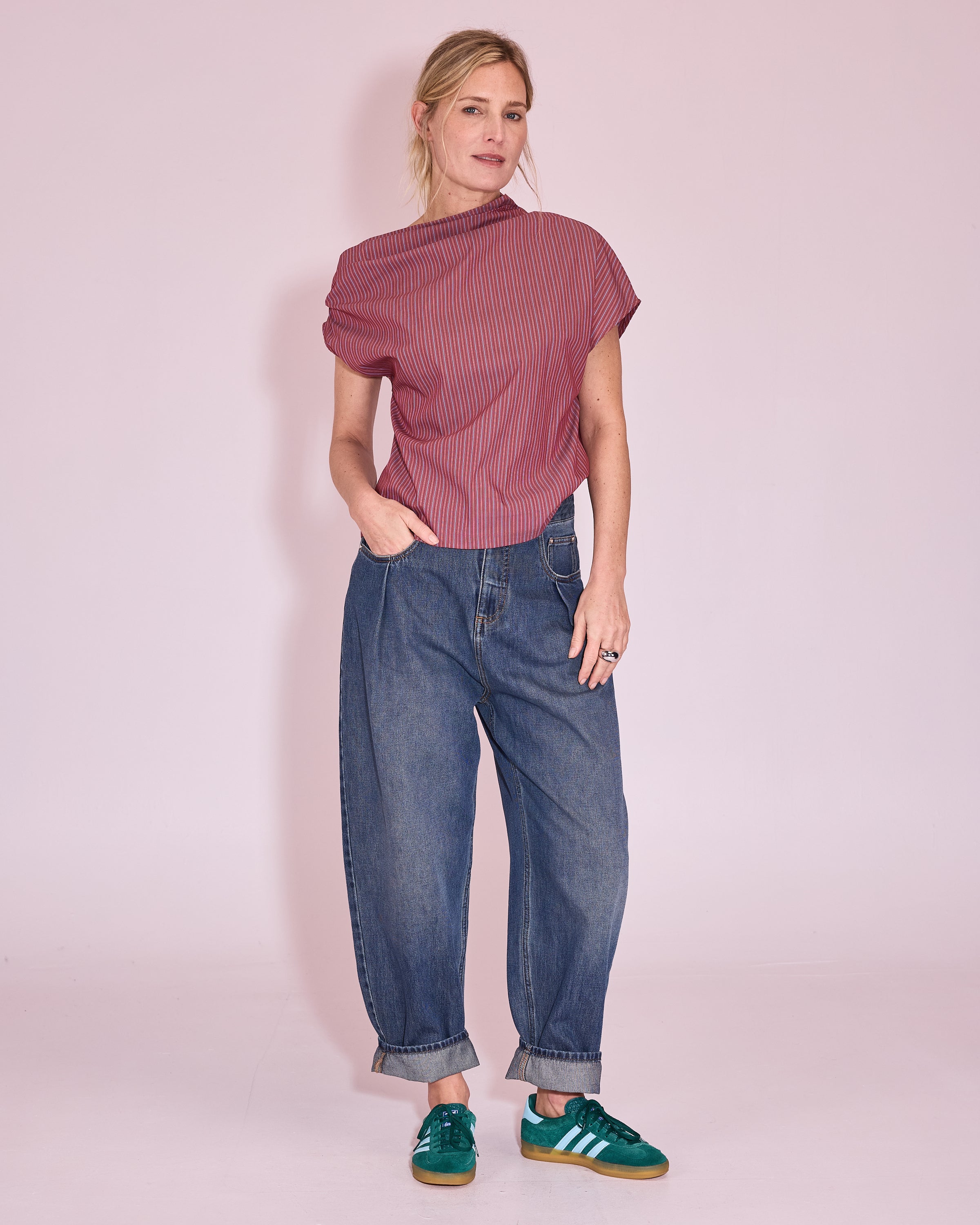 Feline top rosewood blue stripes - Nathalie Vleeschouwer