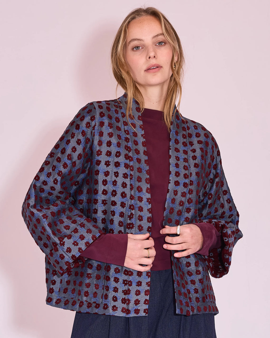 Flenn kimono burgundy flower - Nathalie Vleeschouwer