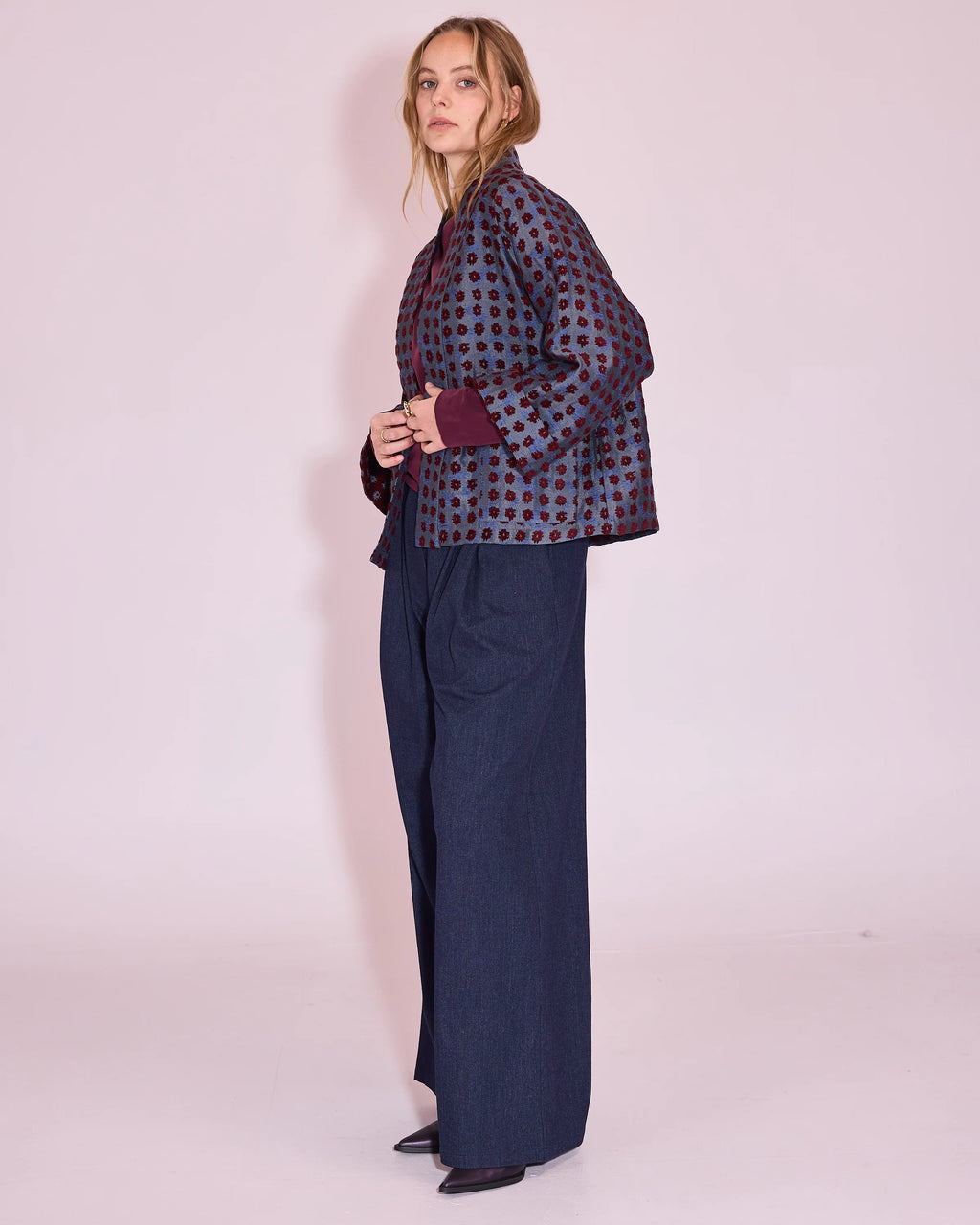 Flenn kimono burgundy flower - Nathalie Vleeschouwer