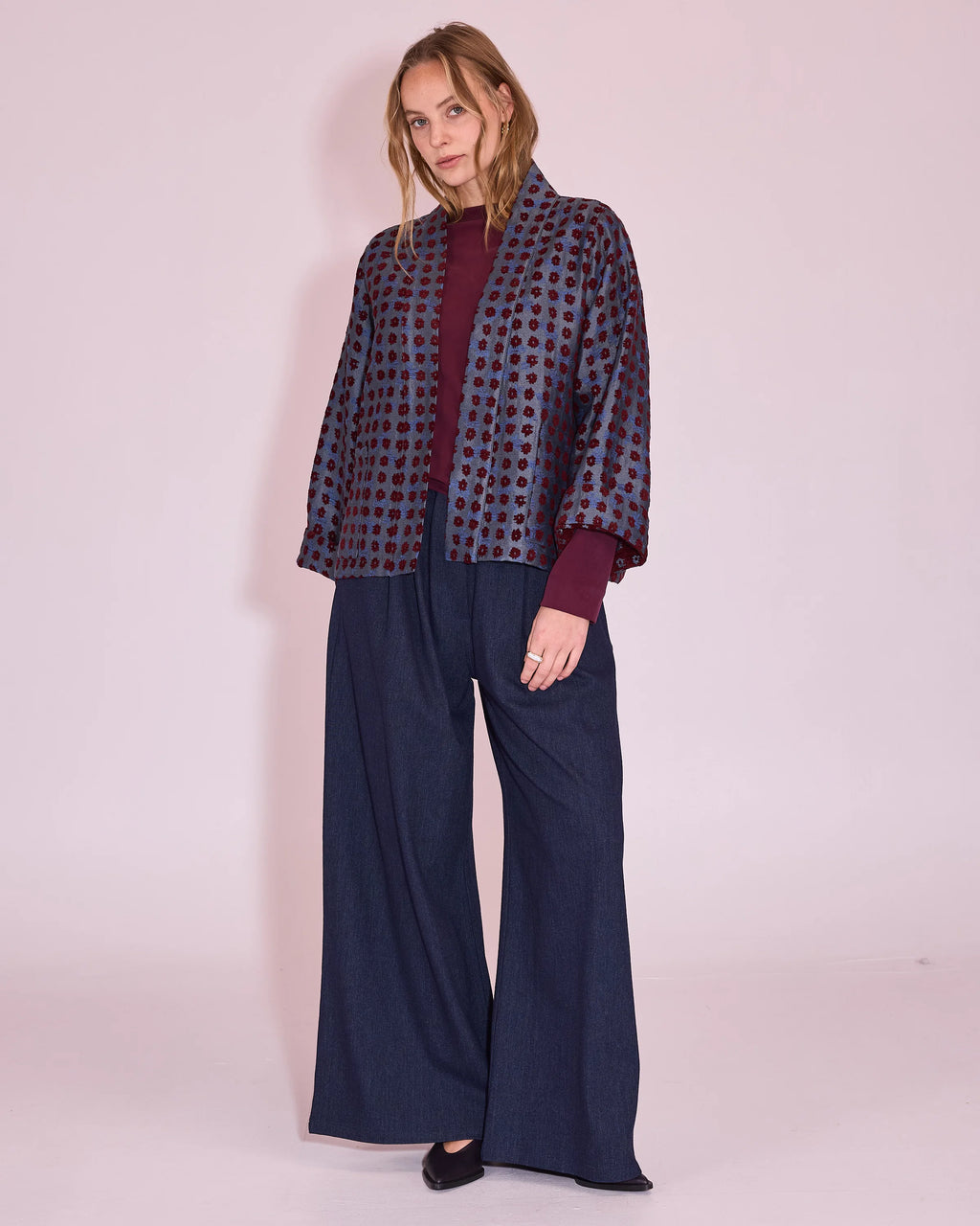 Flenn kimono burgundy flower - Nathalie Vleeschouwer