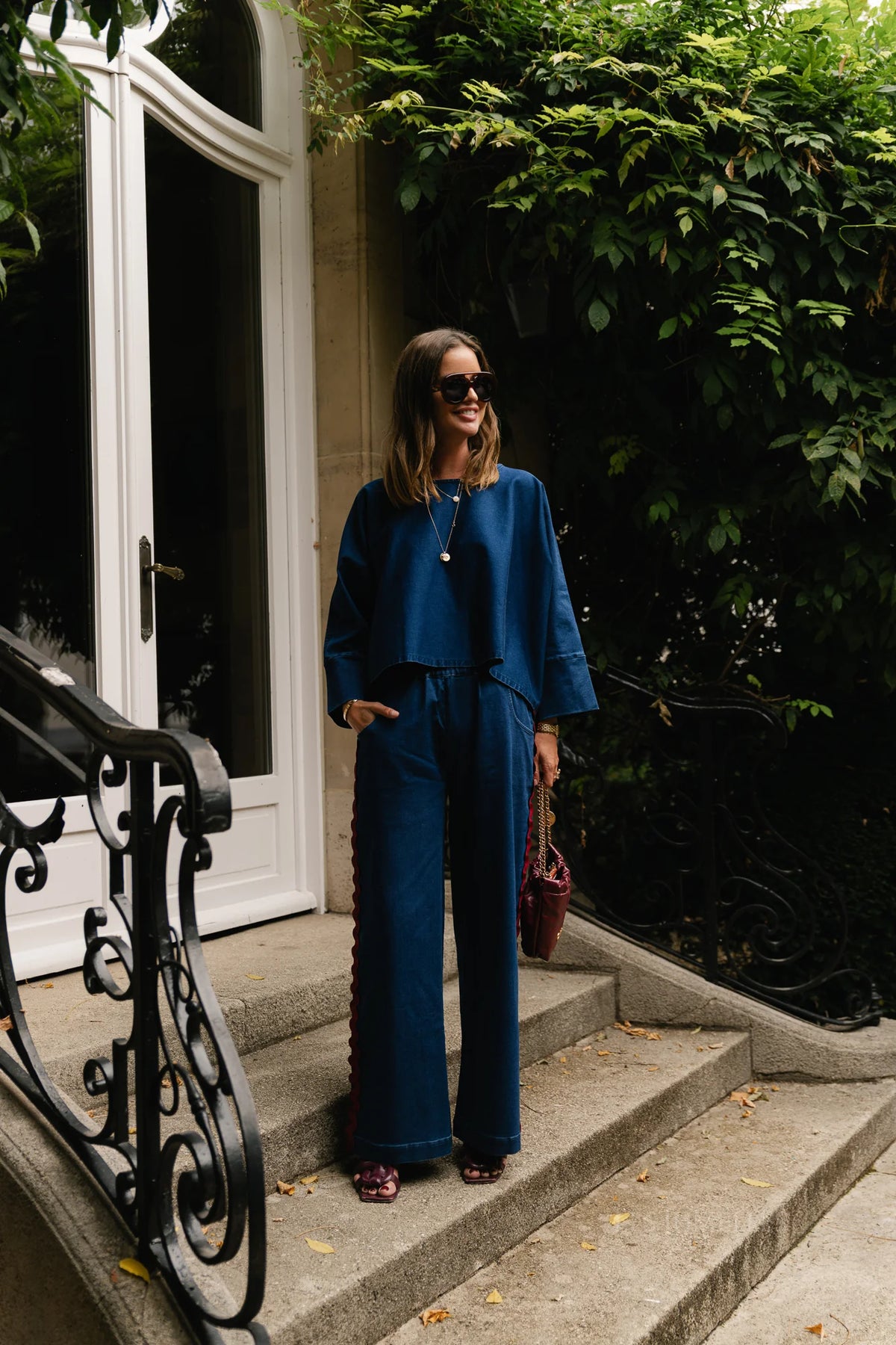 Ruby denim blouse washed navy - Les jumelles