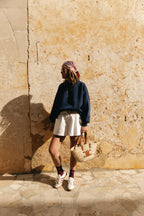 Embroidered 26 navy sweater - Les Jumelles