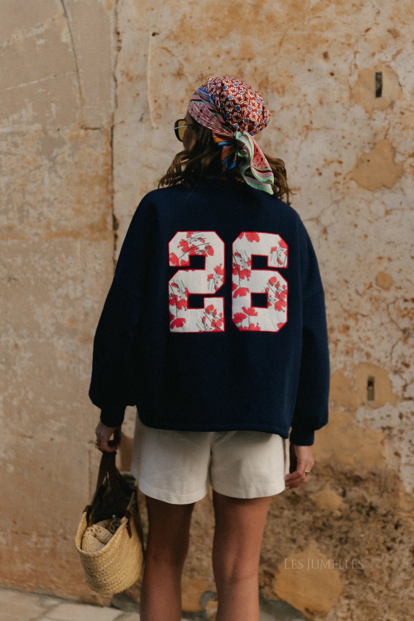 Embroidered 26 navy sweater - Les Jumelles