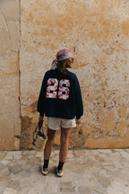 Embroidered 26 navy sweater - Les Jumelles
