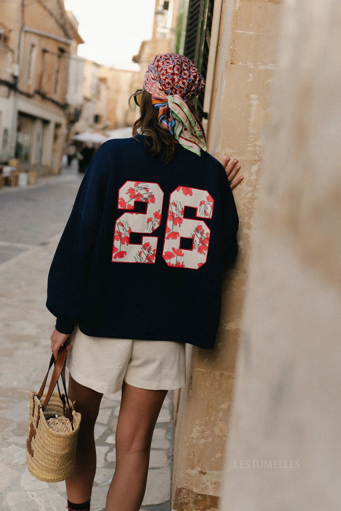 Embroidered 26 navy sweater - Les Jumelles