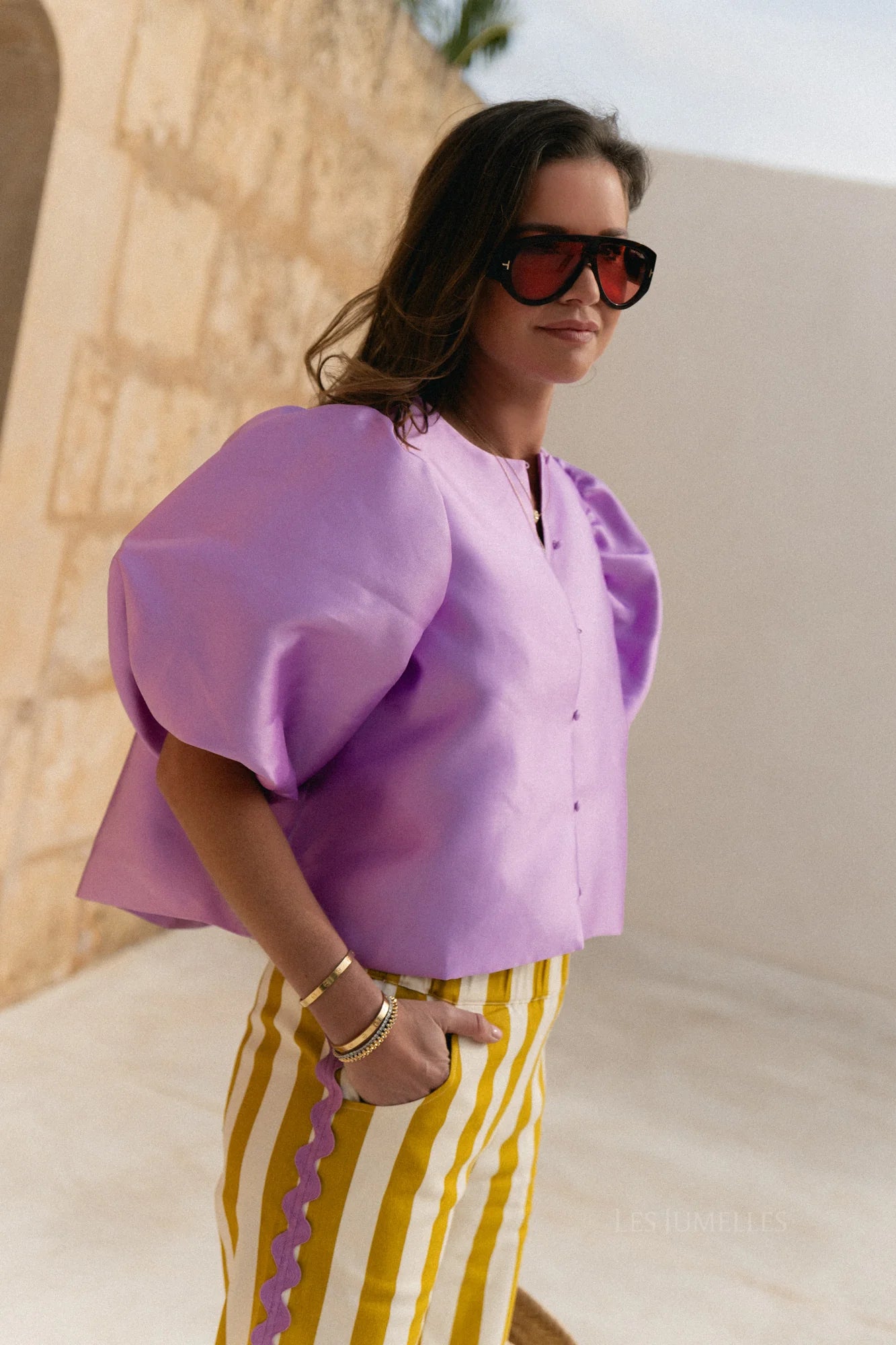 Charlotte blouse lavender - Les Jumelles