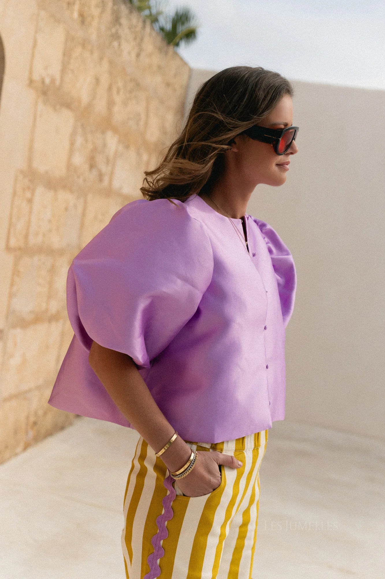 Charlotte blouse lavender - Les Jumelles