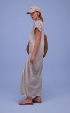 Denise jurk brown stripes  - Nathalie Vleeschouwer