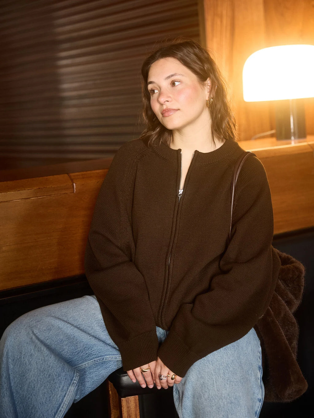 Lana bomber cardigan brown - Les Soeurs