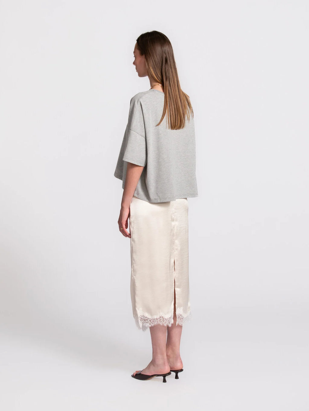 Carrie boxy T-shirt grey melange - Les Soeurs