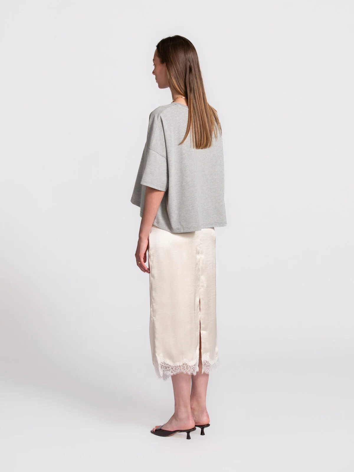 Carrie boxy T-shirt grey melange - Les Soeurs