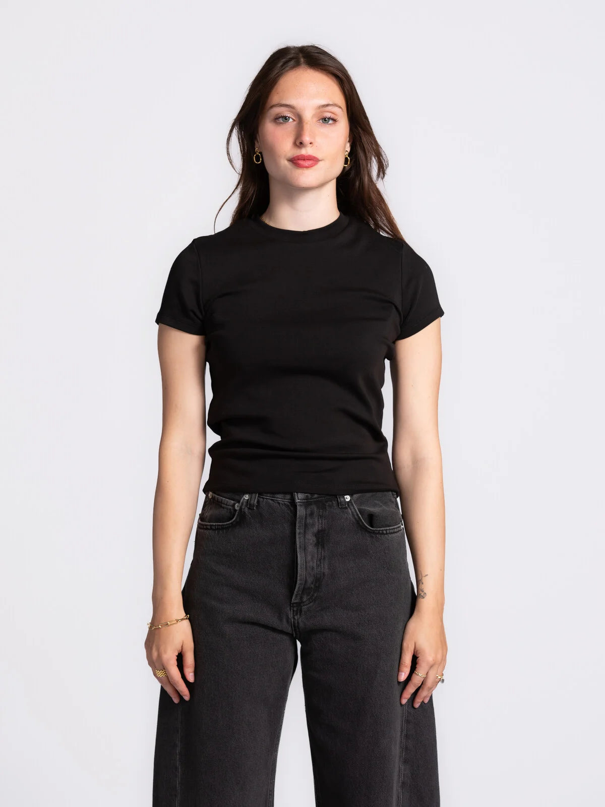 Olive fitted t-shirt black - Les Soeurs