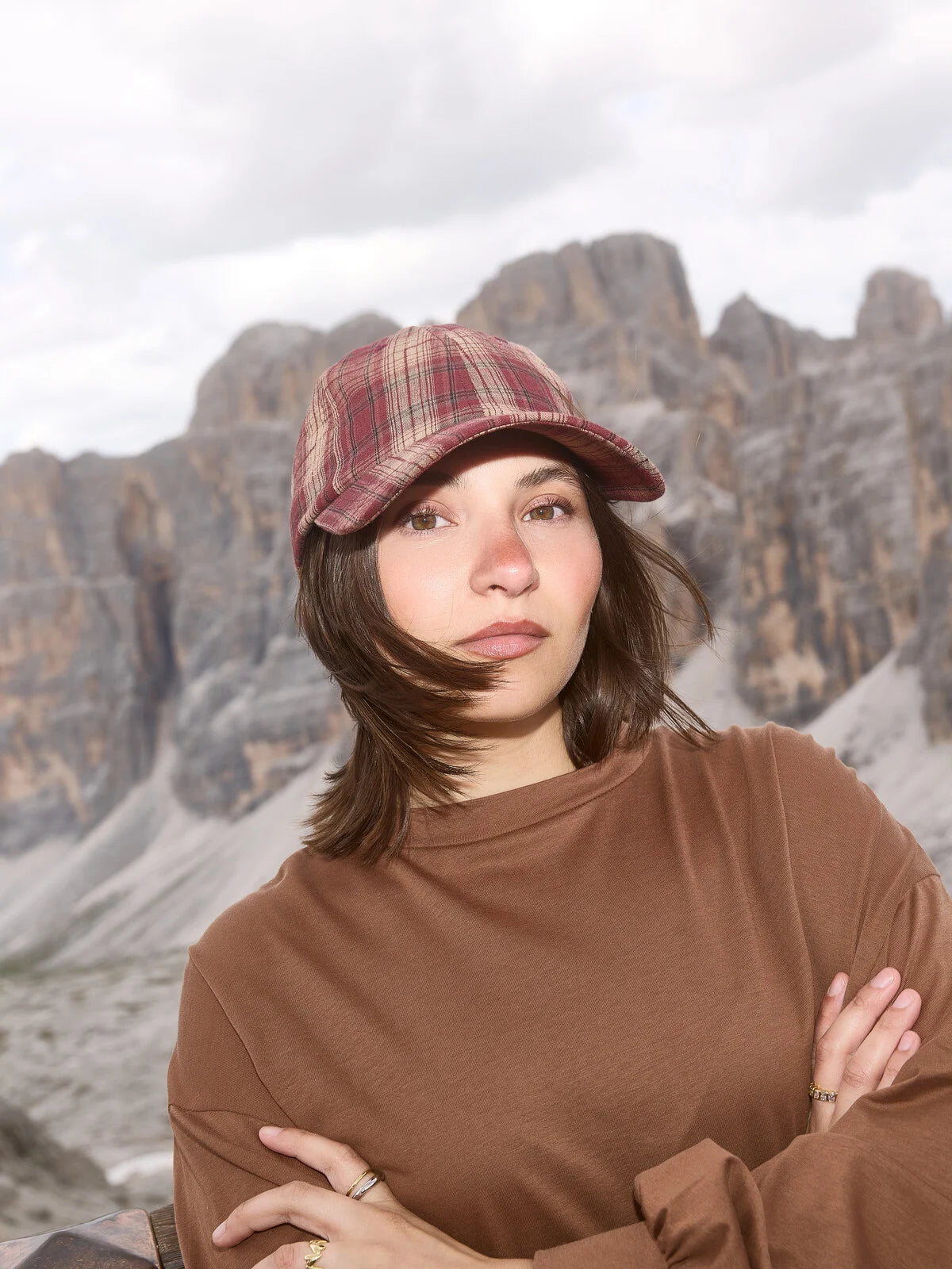 Pippa cap checked burgundy - Les Soeurs