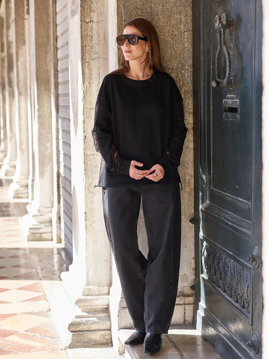 Carole sweater kant black - Les Soeurs