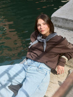 Carole sweater espresso nylon - Les Soeurs