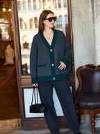 Maia oversized cardigan antra/forest - Les Soeurs