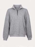 James sweater met rits grey melange - Les Soeurs