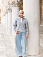 James sweater met rits grey melange - Les Soeurs