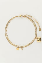 Minimalistisch dubbel enkelbandje met hartjes bedel - My Jewellery