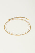 Minimalistisch dubbel enkelbandje met imitatieparels -My Jewellery