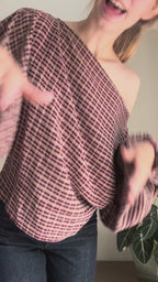 Cosette signature check blouse burgundy - Les Jumelles