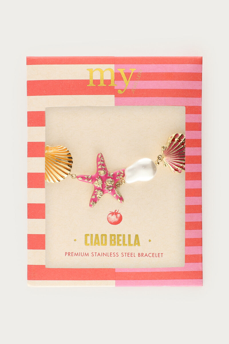 Ciao armband met zeester en imitatieparel