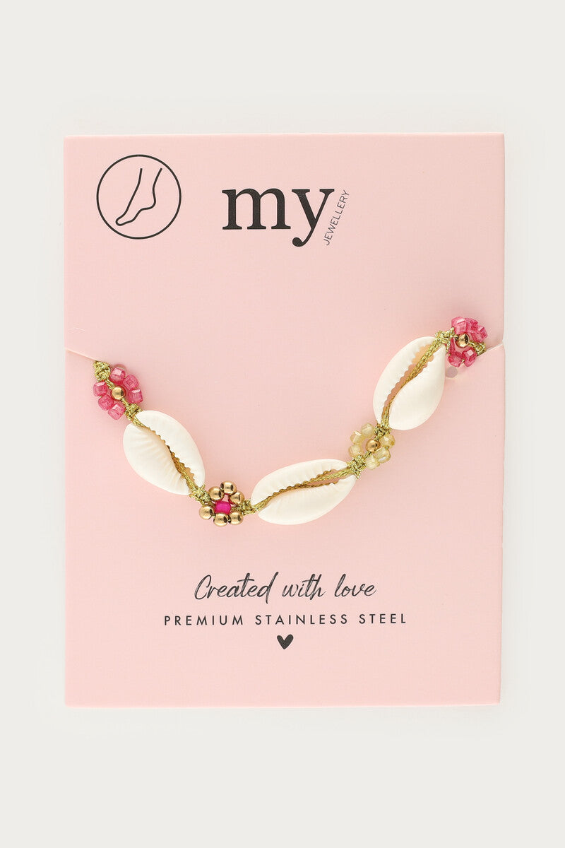 Enkelband met bloemen en schelpen - My Jewellery