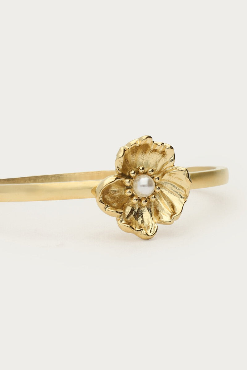 Bangle met ranonkel bloem en imitatieparel - My Jewellery