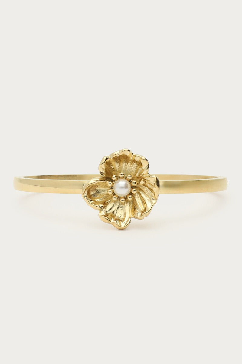 Bangle met ranonkel bloem en imitatieparel - My Jewellery