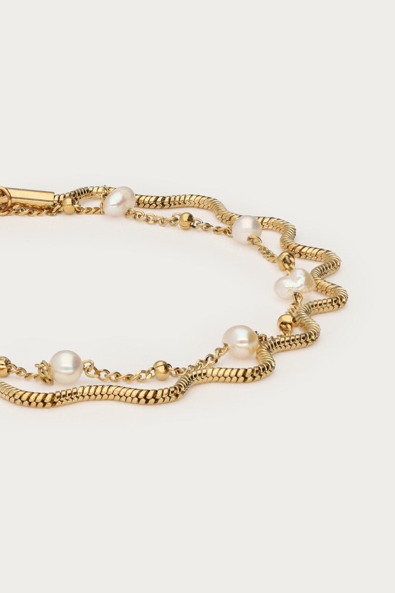Bold dubbele armband met imitatieparels - My Jewellery