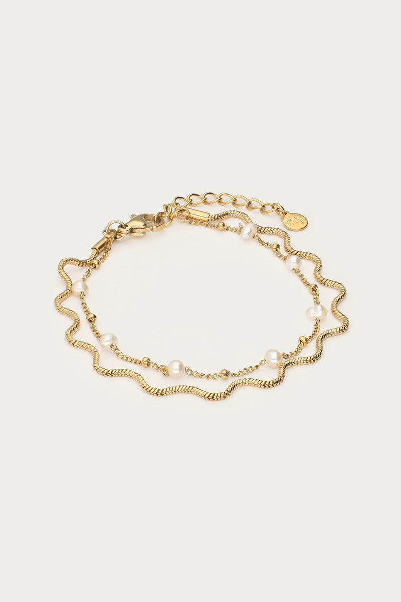 Bold dubbele armband met imitatieparels - My Jewellery