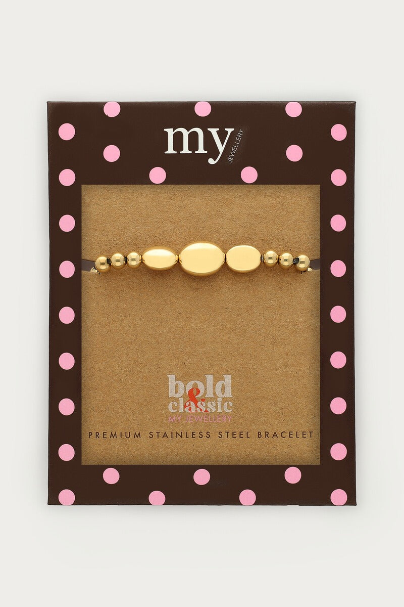 Bold elastieken armband met ronde en ovalen kralen - My Jewellery