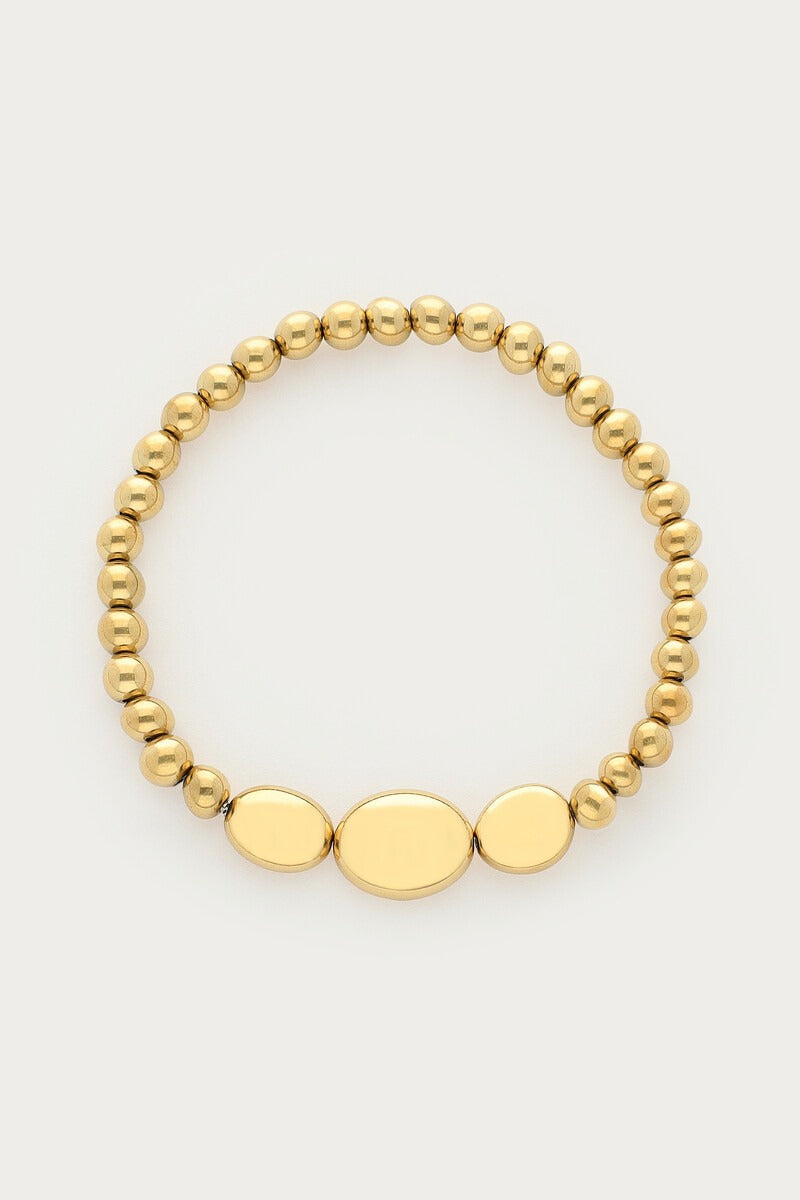 Bold elastieken armband met ronde en ovalen kralen - My Jewellery