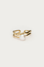 Bold ring met wave en zoetwaterparel - My Jewellery